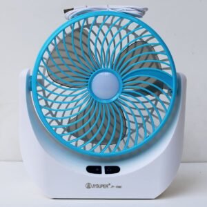 JYSUPER JY-1880 mini table fan with LED light front view 6 inch